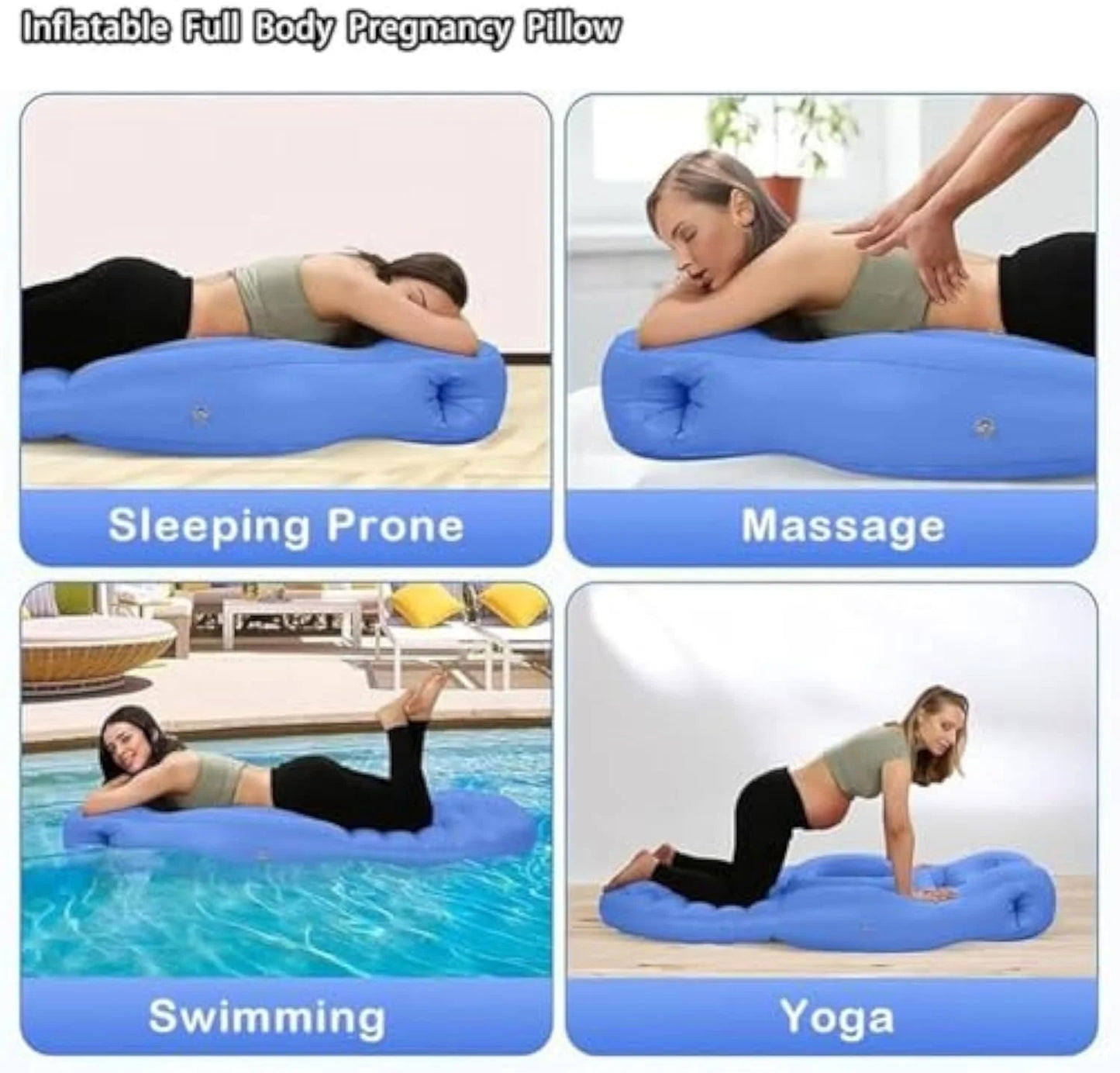 Tottlebee Pregnancy Pillow, Inflatable Mom Cozy Maternity Pillow with Hole for Stomach and Side Sleepers, Full Body Tummy Nest Pregnancy Mattress for Pregnant Women to Sleep